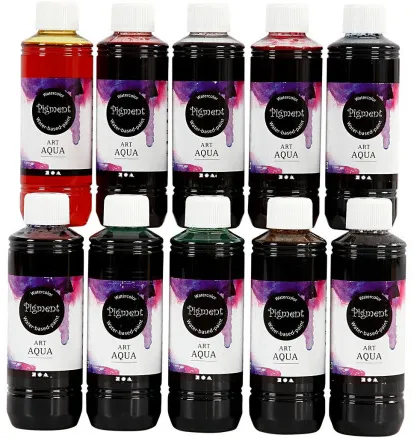 Flytende akvarellmaling, ass. farger, 250 ml/10 pk.