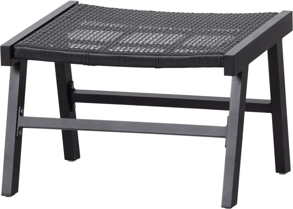 WOOOD EXCLUSIVE Puk fotskammel, for innendørs og utendørs bruk - svart polyetylen og aluminium (57x54)