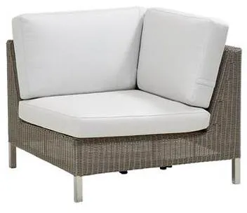 Cane-Line Connect hjørnemodul, taupe, pute i hvit